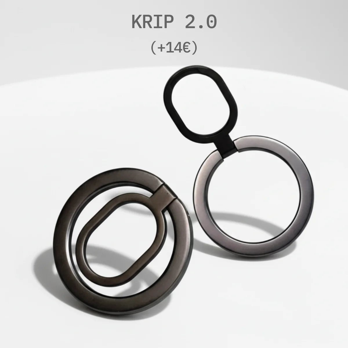 Lastu KRIP 2.0 musta metallinen puhelimen sormituki puhelinkuorille lisävarusteena
