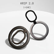 Lastu KRIP 2.0 musta metallinen puhelimen sormituki puhelinkuorille lisävarusteena