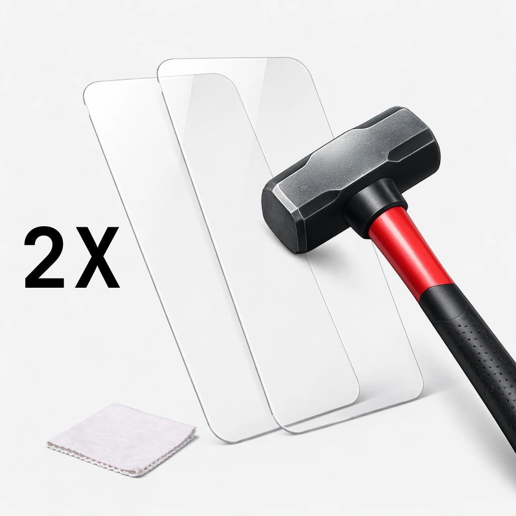 Lastu Lastu LEKA -näytönsuojat iPhone 17 Pro:lle ja Galaxy S26:n suojakuorille, mukana puhdistusliina ja musta-punainen vasara 2X