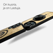 Puhelimen kuoret, Lastu kuoret, MagSafe kuoret - Lastu WOIMA puinen MagSafe-yhteensopiva puhelinkotelo saarnisuojuksella, luonnollinen puukuviointi Lastu Collection