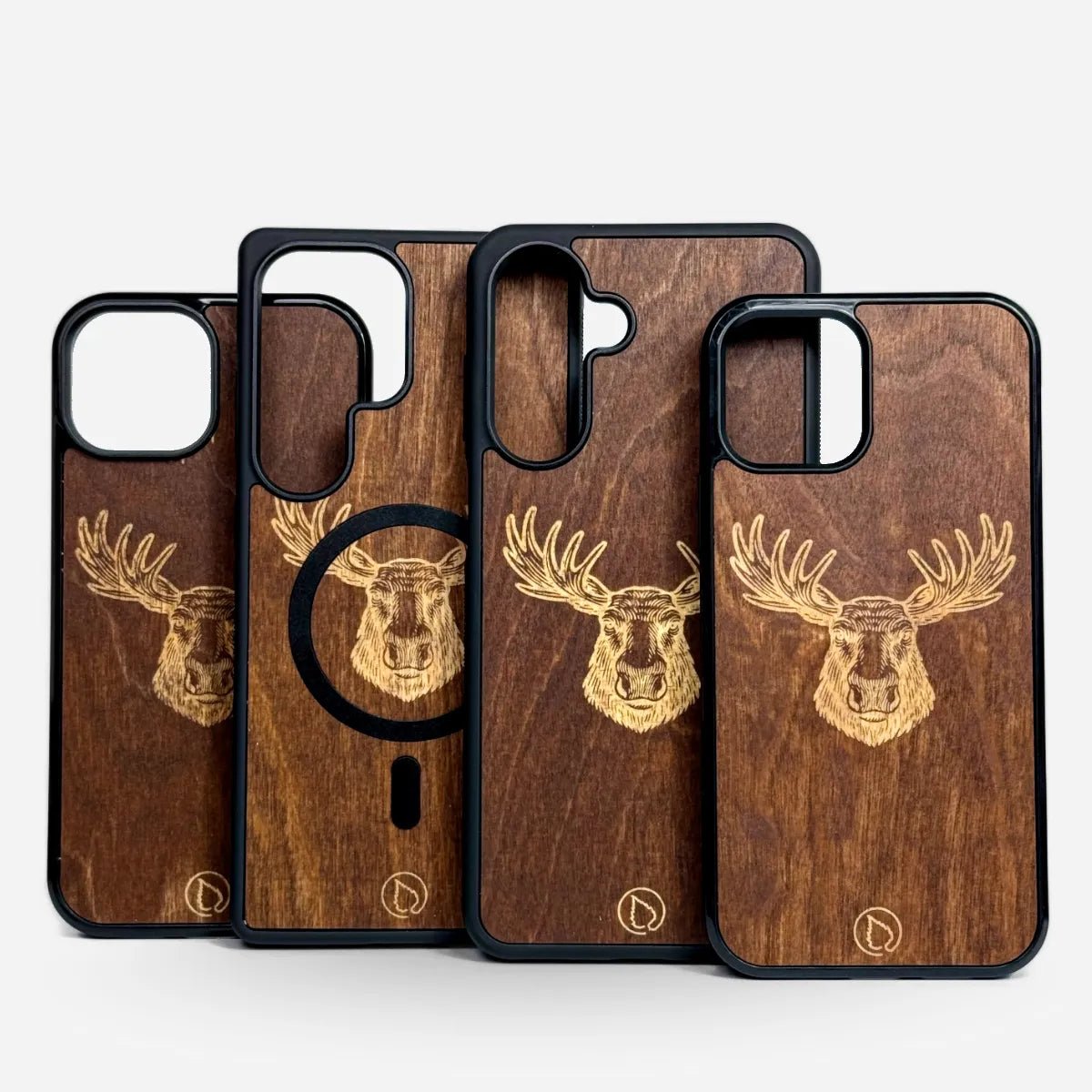 Lastu puiset puhelimen kuoret tummaksi tervattu koivu kuviolla, yhteensopivat iPhone ja Samsung malleille