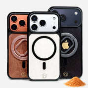 Lastu MagSafe-kuoret iPhone 17 Prolle luonnonvärisellä koivulla ja persoonallisella sormipidikkeellä