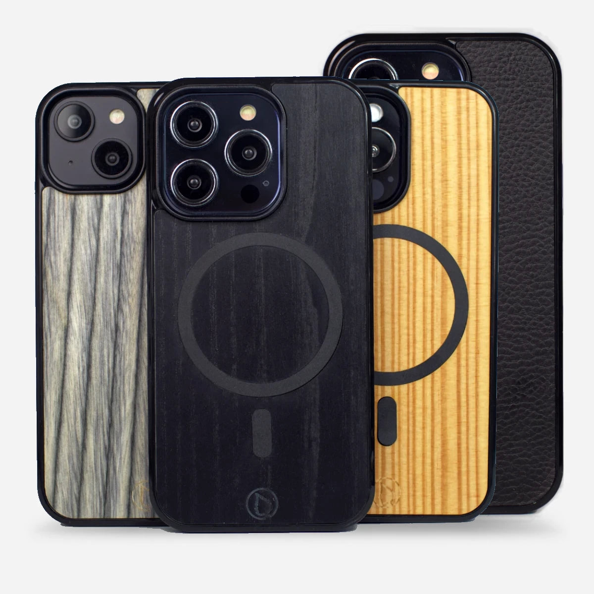 four iphone cases with different designs on them
