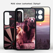 Lastu Samsung-kuoret omalla kuvalla, kestävä puinen kuori karhu- ja maisemakuvilla
