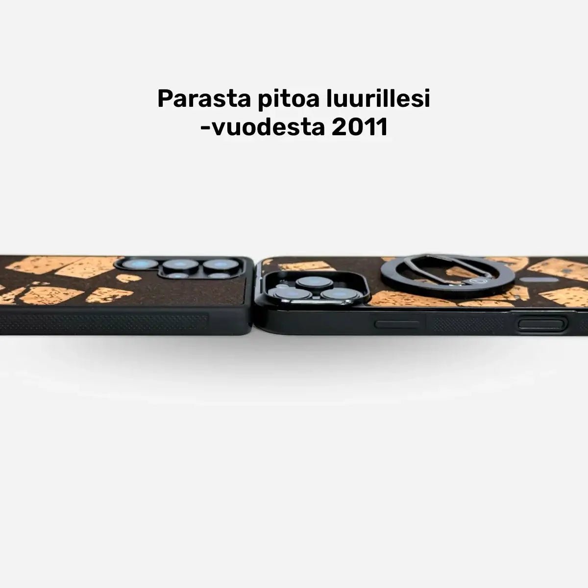 Lastu KUKSA puinen puhelimen kuori iPhone 14 Prolle, aidot kahvinporot ja luonnonpuu, MagSafe-kuoret.