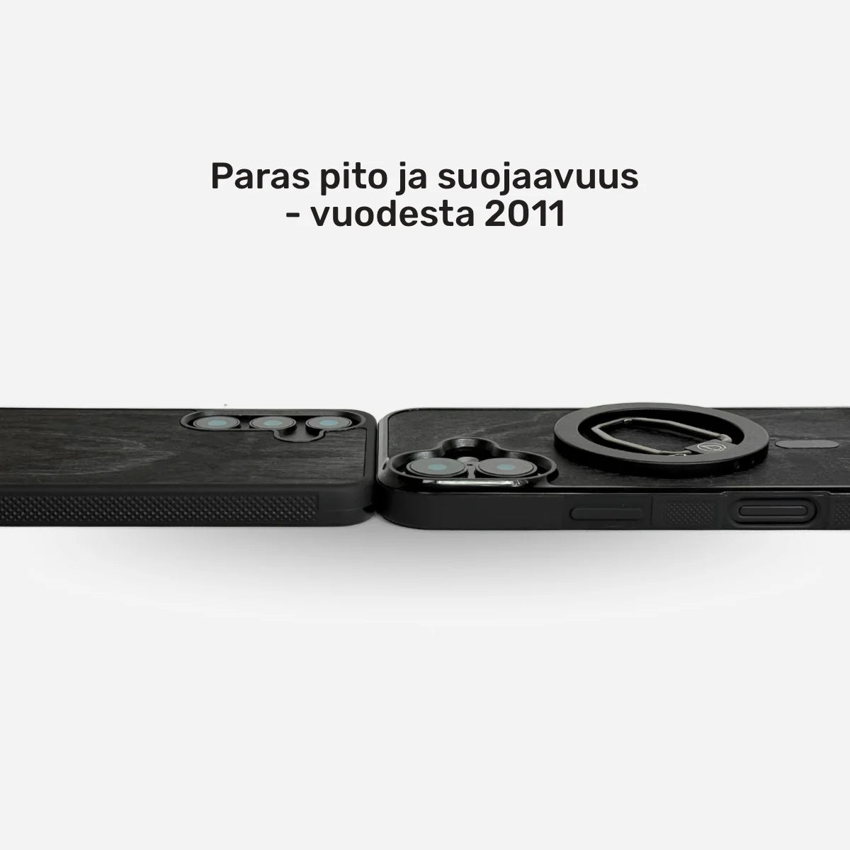 Hiilikoivu mattamusta kotimainen puhelimen kuori MagSafella tai omalla kaiverruksella, Lastu, Lastu kuoret Samsung Galaxy malleille.