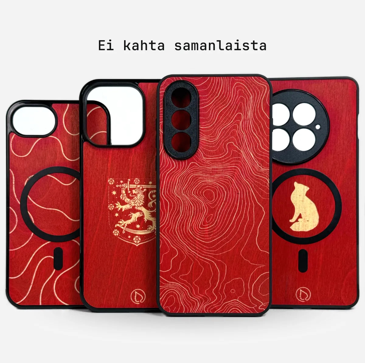 Lastu Lastu RUSKA punaruskeat koivupuhelimen kuoret iPhone 17 Pro, Samsung S26, OnePlus 15, Pixel 10 – leijona & rusakko