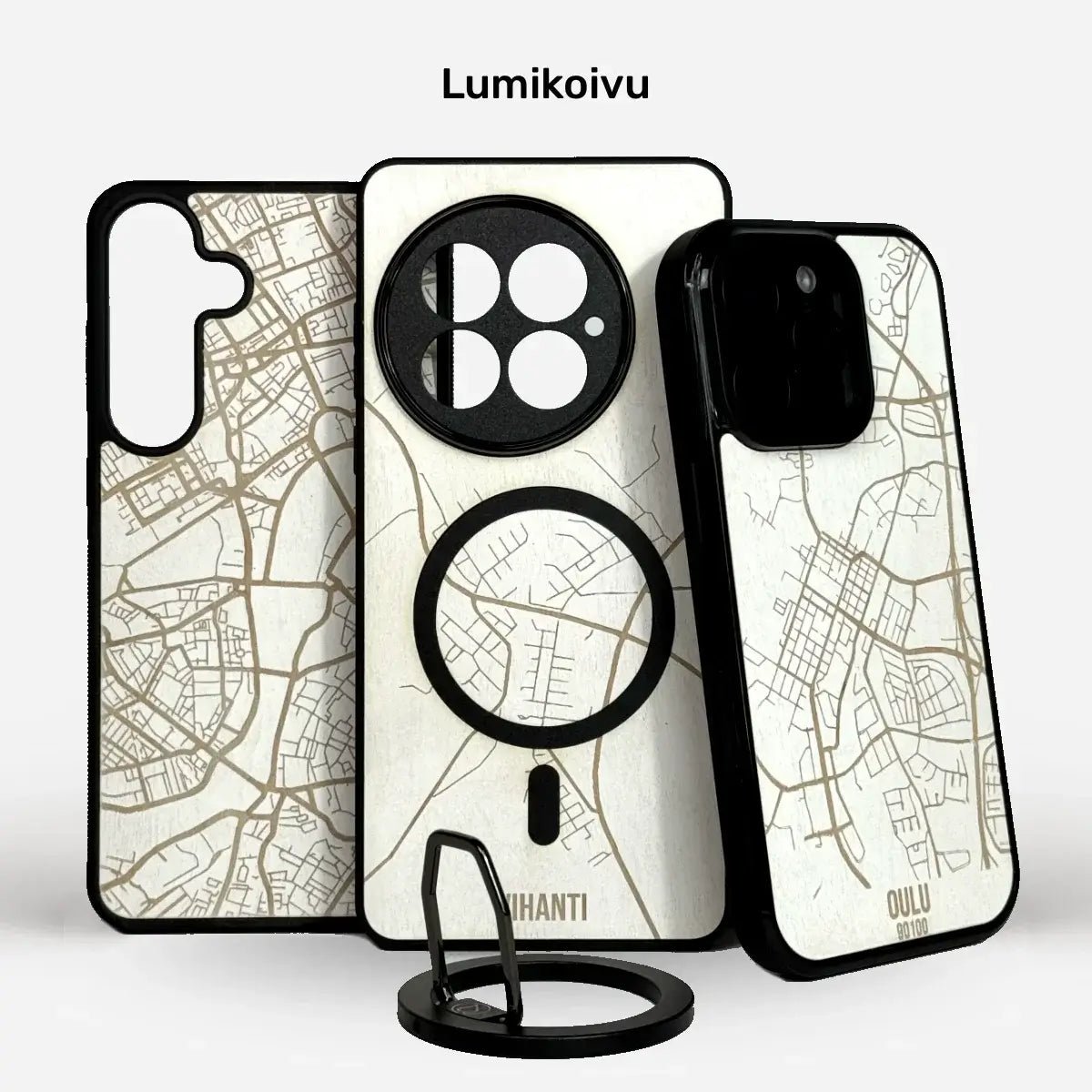 Lastu Karttakuoret valkoisesta koivusta iPhone, Samsung ja OnePlus puhelimiin, puinen puhelimen kuori, Karttakuoret, Xiaomi.
