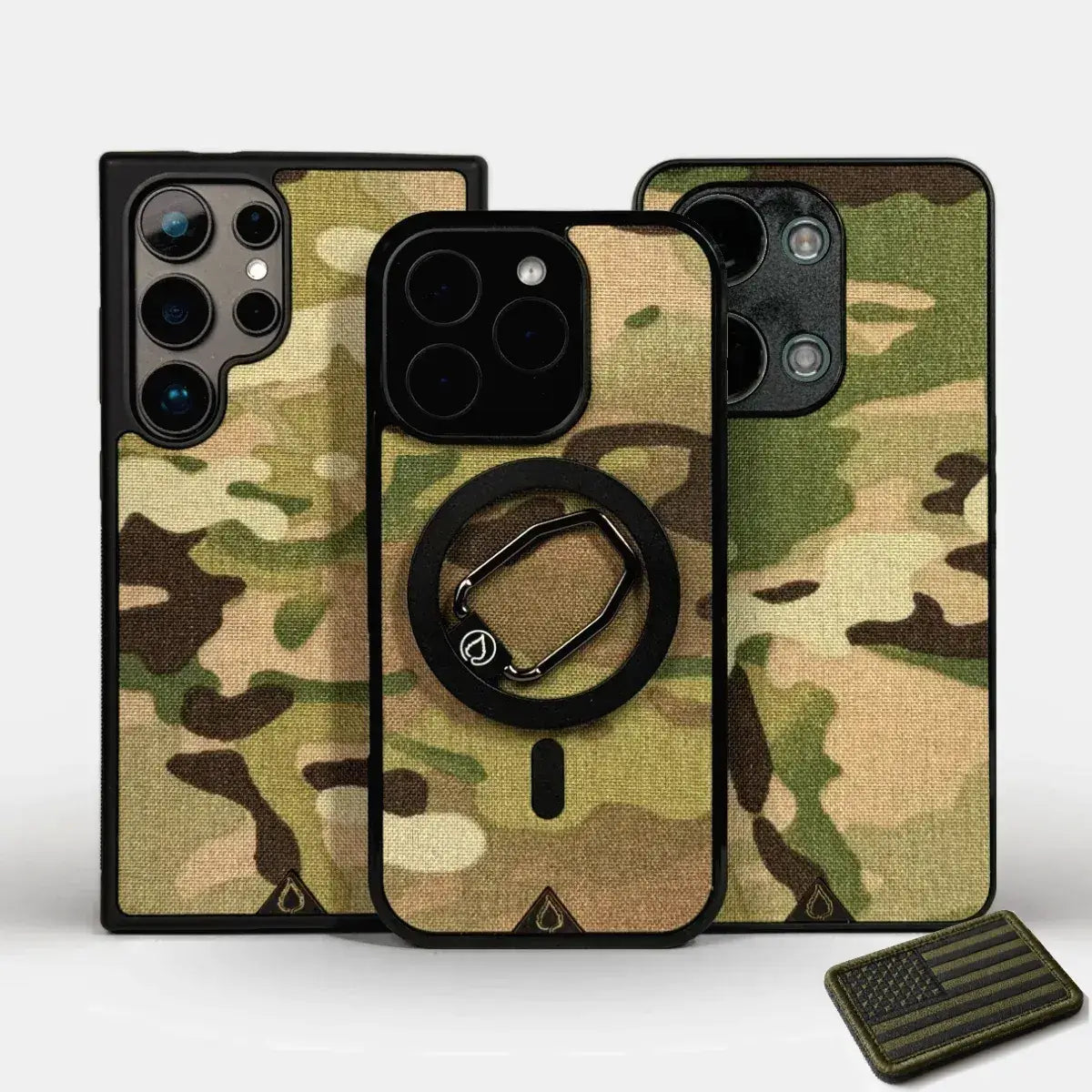 Lastu MultiCam® Aidosta jenkkien maastokankaasta puhelimen kuoret iPhone, Samsung, OnePlus, Pixel ja Nothing -puhelimille