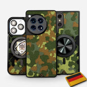 Lastu Flecktarn – aitoa Bundeswehr-kangasta olevat puhelimen kuoret iPhone, Samsung, OnePlus, Pixel, Nothing malleille, omalla kuvalla tai logolla.