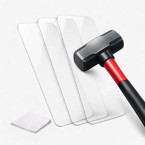 LEKA -näytönsuoja kestävää läpinäkyvää lasia, suojaa puhelimen näyttöä kolhuilta ja naarmuilta, Lastu-tuote.