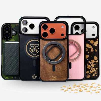 Lastu  Lastu-puhelinkotelot iPhone 17 Pro-, Galaxy S26-, OnePlus 15-, Pixel 10- ja Nothing-puhelimille, puuta ja kaiverrus.