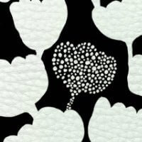 RATIA design textile pattern featuring black and white floral shapes with dotted details, perfect for stylish phone cases.