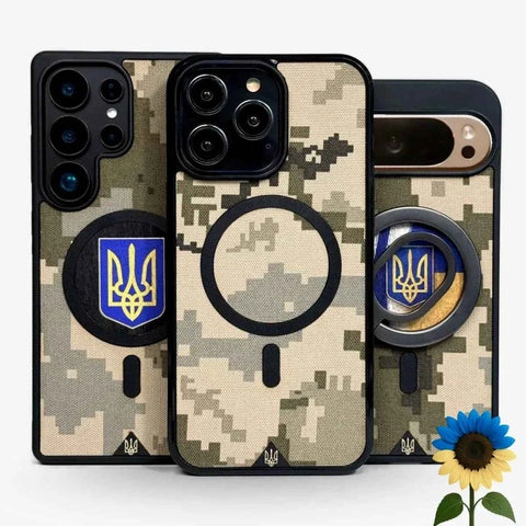 SLAVA Ukrainan armeijan MM14 digicamo puhelimen kuoret – aito kangas, MagSafe-yhteensopiva, Lastu