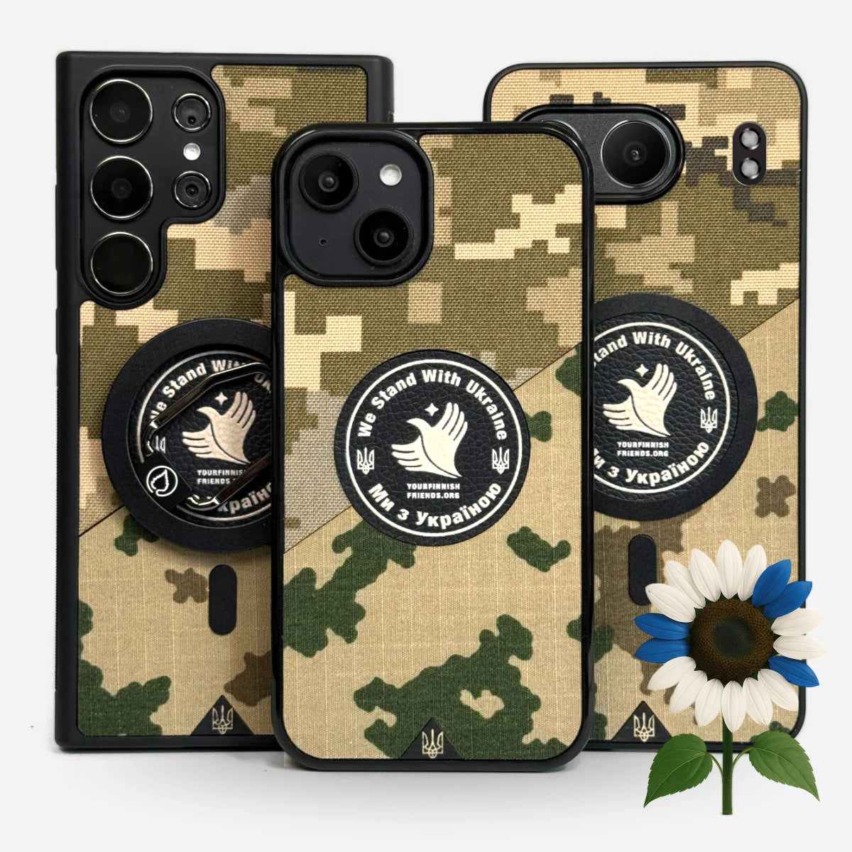 Ukraina-tuki sotilaallinen puhelimen kuori MM14 ja M04 maastokuviolla, Lastun MagSafe yhteensopiva suojakotelo - Military Collection