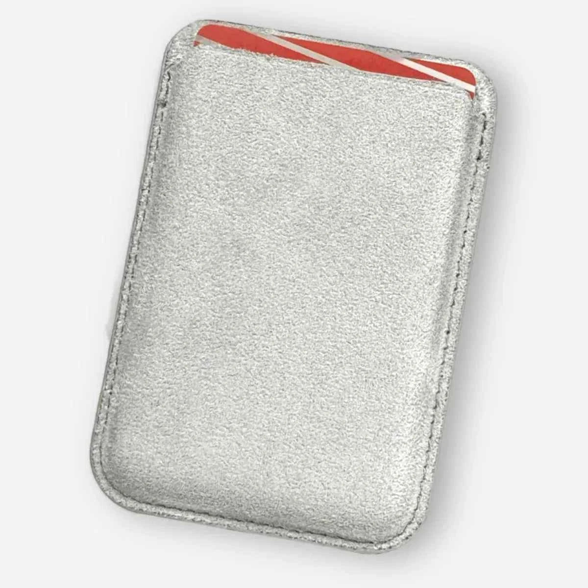 Lastu  Hopeinen Lastu -korttikotelo, jossa on MagSafe-lisäosa, sopii iPhone 17 Pro- ja Samsung S26 -mallien puhelinkoteloihin.
