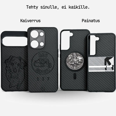 Lastu  Lastu KARB -suojakuoret hiilikuitupinnalla iPhone 17 Pro-, Samsung Galaxy S26- ja OnePlus 15 -malleille.