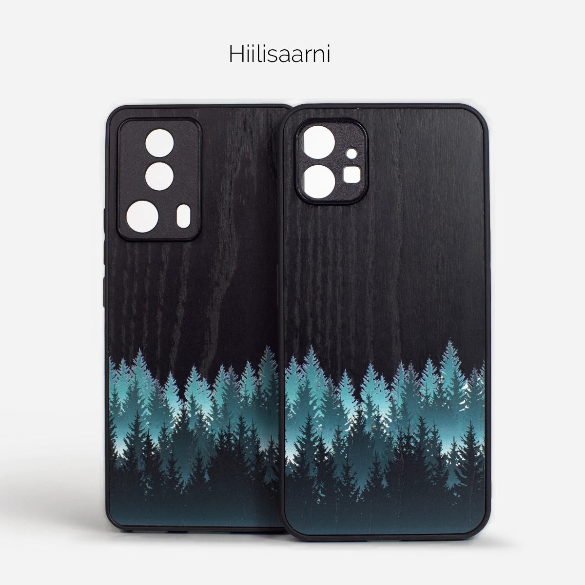 Lastu puhelimen kuoret Nordic Forest design musta