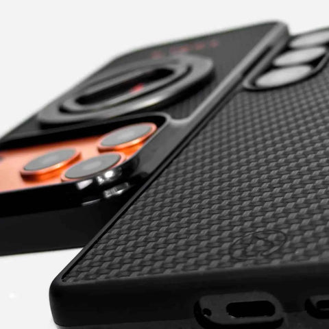 KARB hiilikuitu look iPhone Samsung kuoret – musta tekstuuri, MagSafe-yhteensopiva