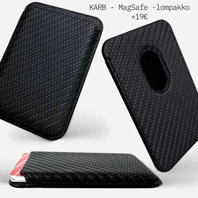 Lastu  Lastu RUSKA:n punaiset koivupuiset puhelinkotelot iPhone 17 Prolle, Samsung S26:lle ja OnePlus 15:lle, kortit taustalla