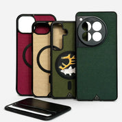 Lastu Cordura® kestävät puhelimen kuoret viininpunainen, hiekka, metsänvihreä ja teal värivaihtoehdoilla, puhelimen kuoret, Lastu kuoret, iPhone kuoret, Samsung kuoret, OnePlus kuoret, Pixel kuoret, Nothing kuoret.