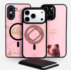 ROSA vaaleanpunaiset pinkit puiset puhelimen kuoret – MagSafe-yhteensopiva, kaiverrus tai kuva, Lastu