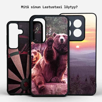 Lastu  Lastu puhelimen kuoret iPhone 17 Pro, Samsung S26: dartboard, karhut ja Omalla Kuvalla auringonlaskumaisema.