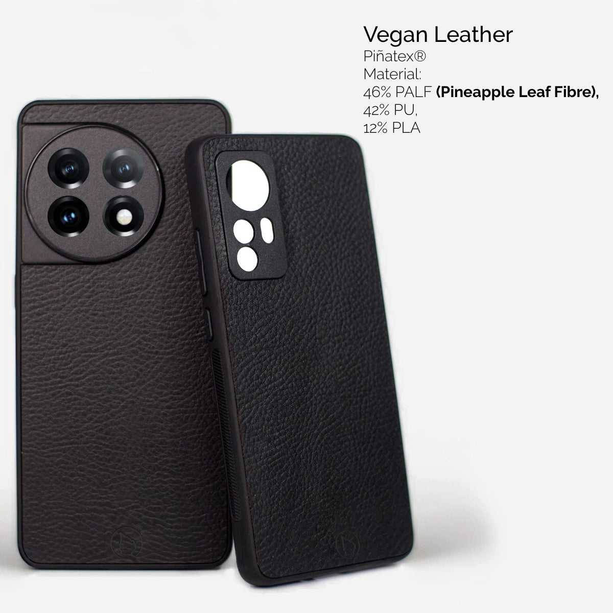 Vastuulliset ja ekologiset OnePlus puhelimen kuoret, kotelot musta vegaaninen nahka