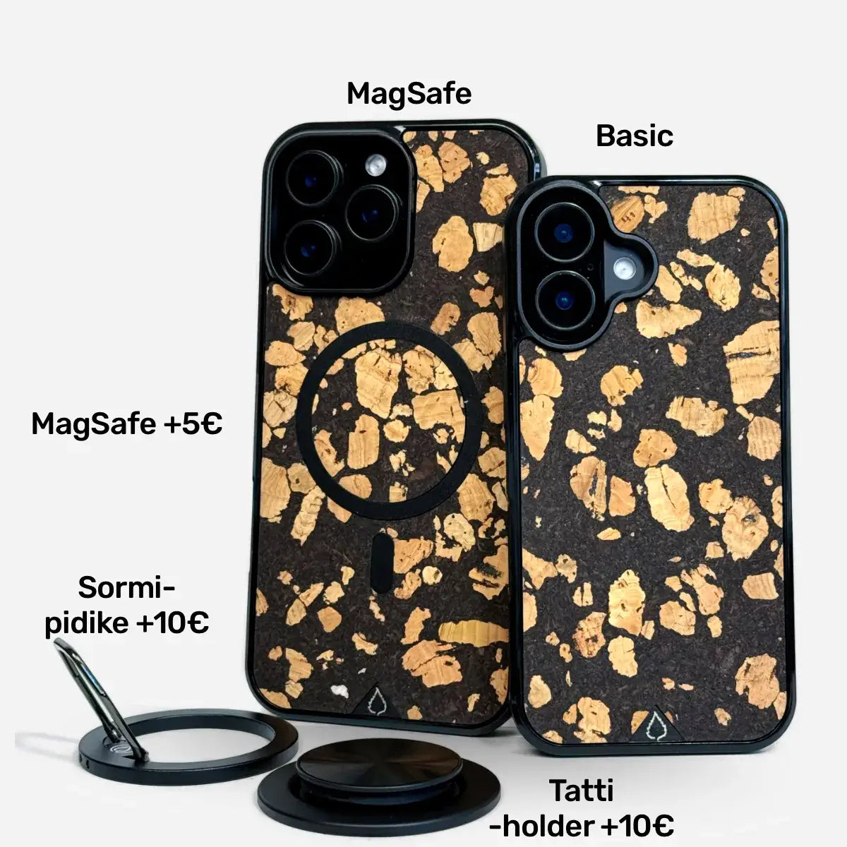 Lastu KUKSA puinen puhelimen kuori aidosta kahvinporosta iPhonelle MagSafella, puhelinkuoret ja kännykän kotelot.