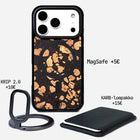 KUKSA MagSafe-yhteensopiva kahvi-puu kuori – luonnonrakenne, kaiverrus, Lastu