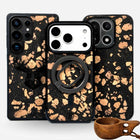 KUKSA puhelimen kuoret kahvista ja puusta – musta ja luonnonvärinen pintakuvio, MagSafe-yhteensopiva