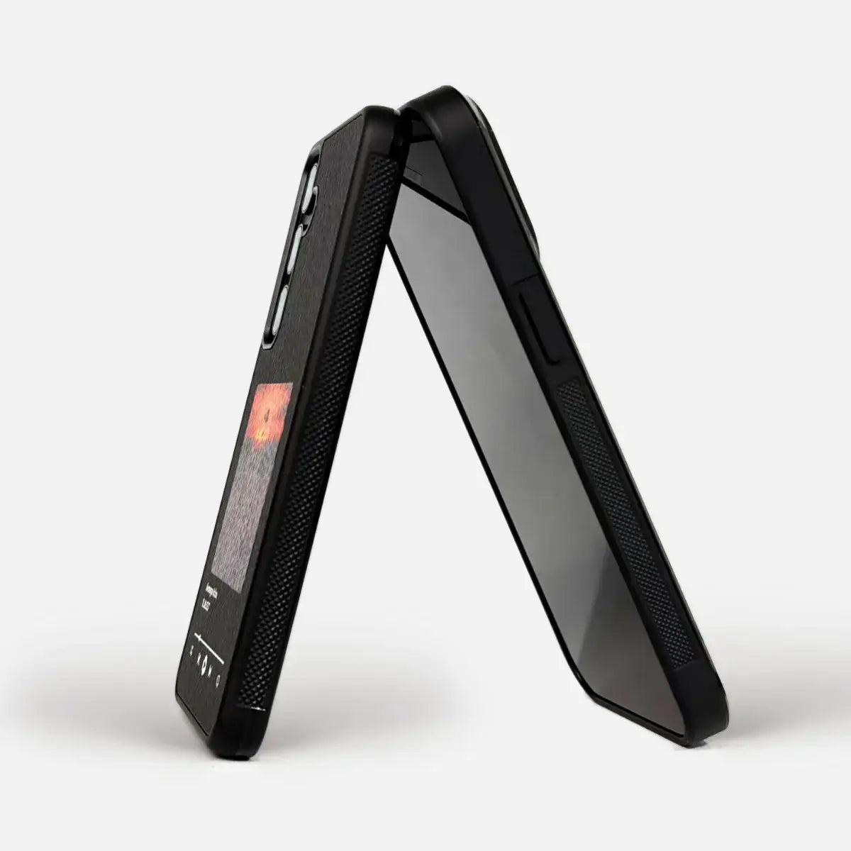 BASSO custom phone case made from eco-friendly Piñatex leather, designed to showcase your favorite track.
