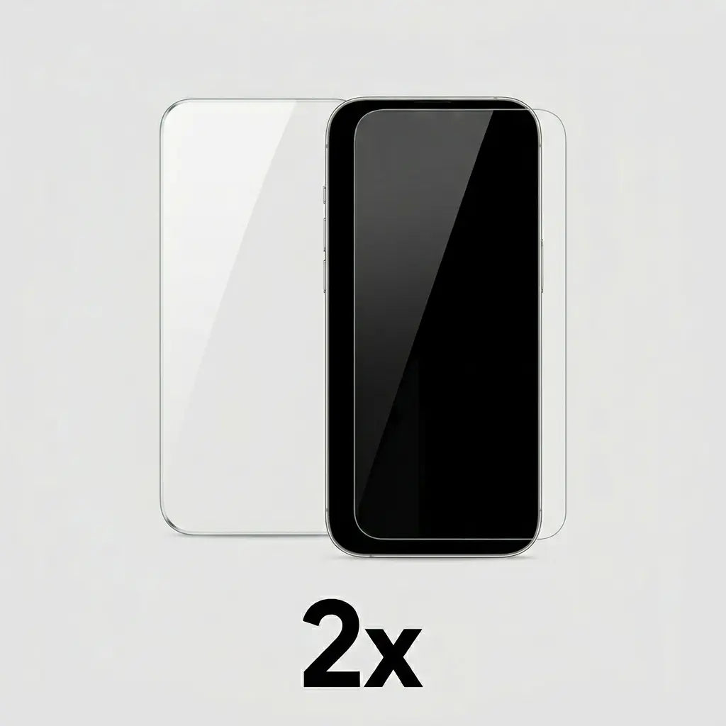 Lastu  Kaksi Lastu LEKA -näytönsuojaa sekä iPhone 17 Pro -suojakuoret ja ”2x” kuvattuina yhdessä Oulussa.