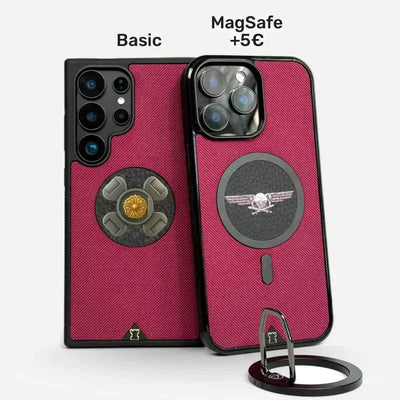 Lastu  Lastu puhelimen kuoret iPhone 17 Pro ja Samsung Galaxy S26, viininpunainen Cordura 500D sormipidike edessä