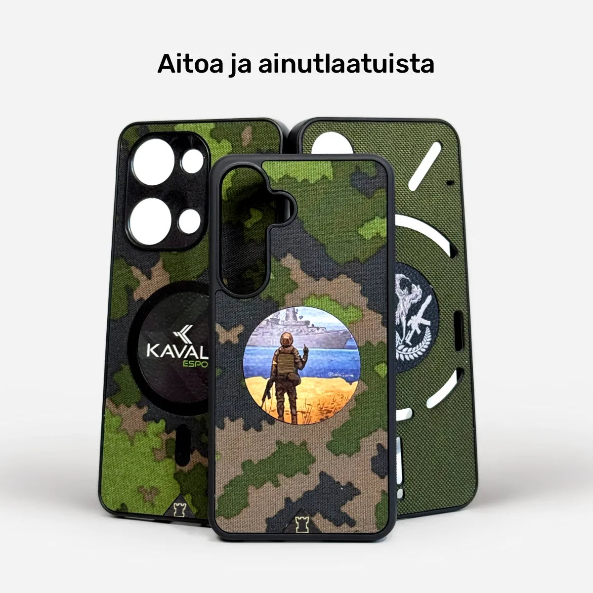 puhelimen kuoret, Lastu kuoret, MagSafe kuoret, Kuoret omalla kuvalla, kotelot, suojakuoret | Taktinen maastokuvioinen puhelinkotelo kolmessa eri värivaihtoehdossa - Lastu Tactical Essence Case Military Collection