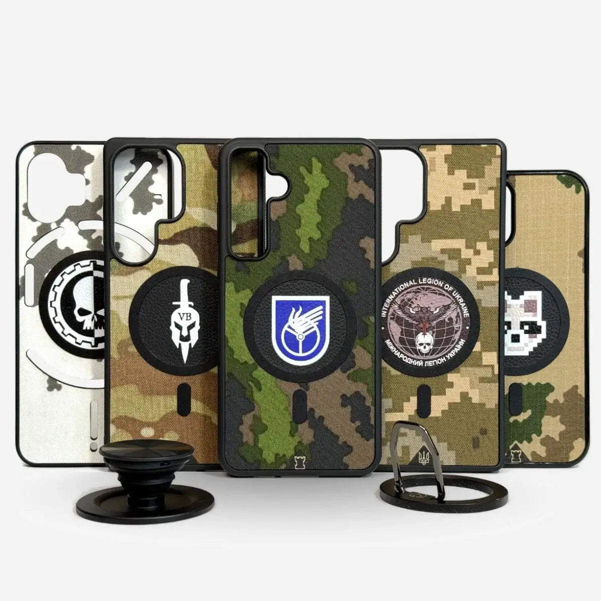 Lastu MultiCam® phone cases with unique camouflage designs and logos, featuring durable Cordura 500 fabric and precise fit.