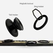 Lastu MagSafe-yhteensopivat mustat lisäosat puhelimen kuorille kuten Tatti Holder ja Ring Holder Suosituimmat Lastun puhelimen kuoret, Lastu kuoret, Maastokuvioiset puhelimen kuoret – taktista suojaa arkeen, MagSafe-kuoret – toiminnallisuutta ja persoonallisuutta, Kuoret luonnossa viihtyville, Puiset puhelimen kuoret – metsän tarina taskussasi, Aidot maastokuvioidut puhelimen kuoret, AVADA - Best Sellers, Puhelimen kuoret omalla kuvalla ja MagSaf