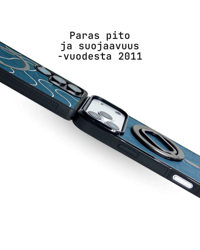 Lastu  Lastu KAAMOS puhelimen kuoret, aitoa puuta, iPhone 17 Pro & Samsung Galaxy S26, teksti: Paras pito ja suojaavuus