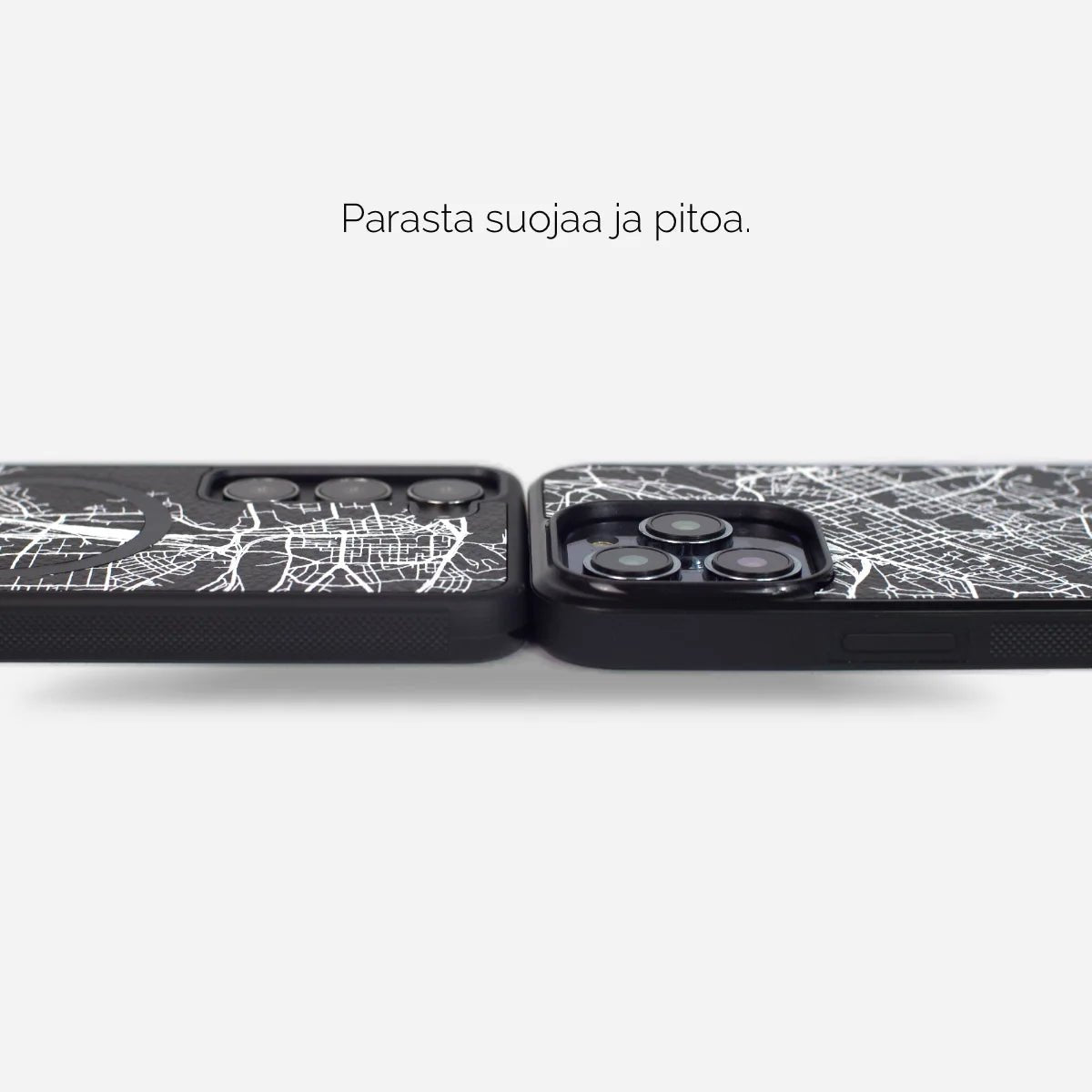 Kaupungin karttakuvioitu puinen puhelinkotelo iPhonelle, Samsungille, OnePlusille ja Google Pixelille. Kestävä suoja ja yksilöllinen design. Saatavilla eri puhelinmalleille. Lastu