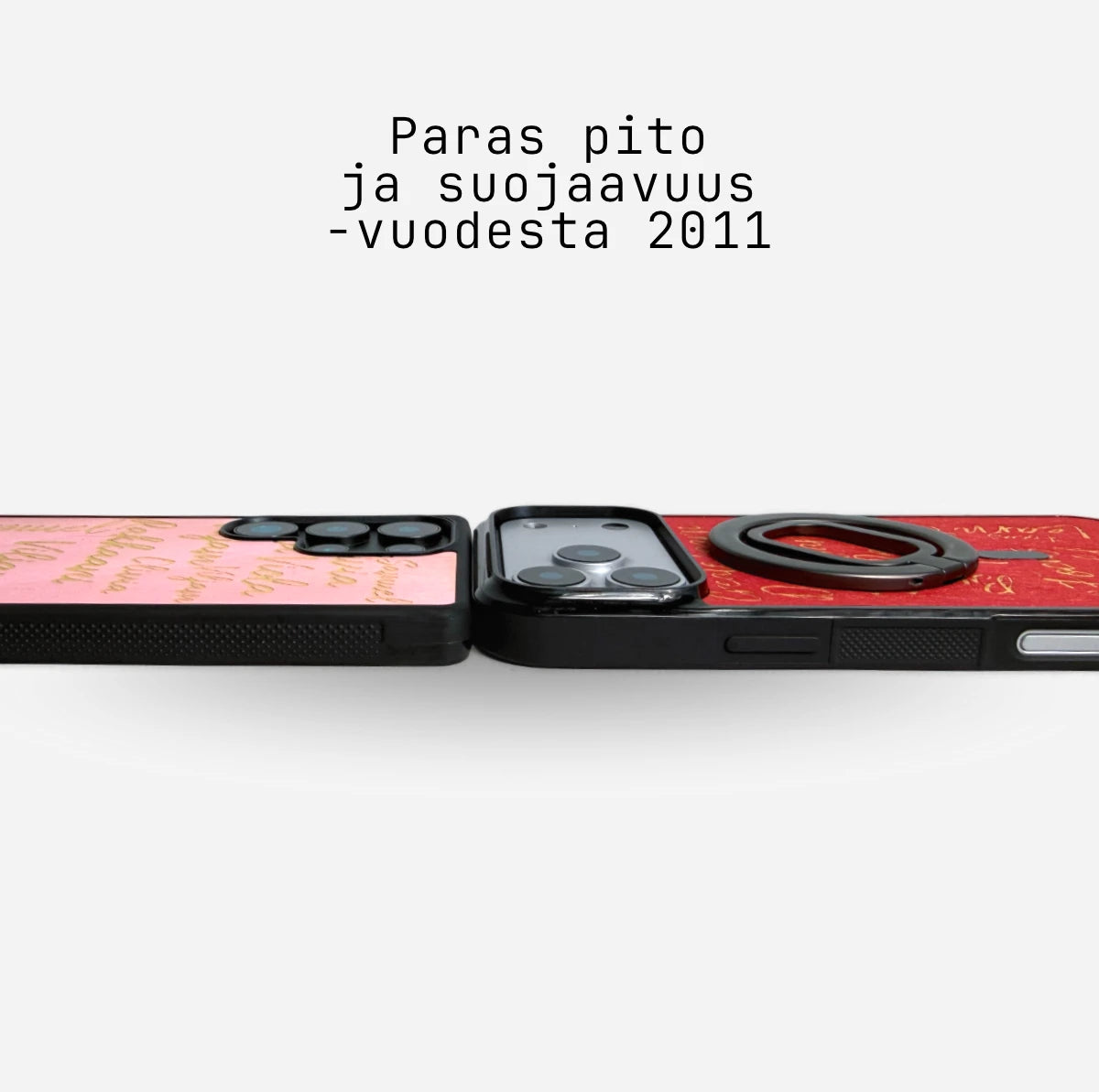 Lastu  IPhone 17 Pro ja Samsung Galaxy S26 Lastu SANAT -puhelinkotelot, puuta, teksti: Paras pito ja suojaavuus vuodesta 2011 lähtien
