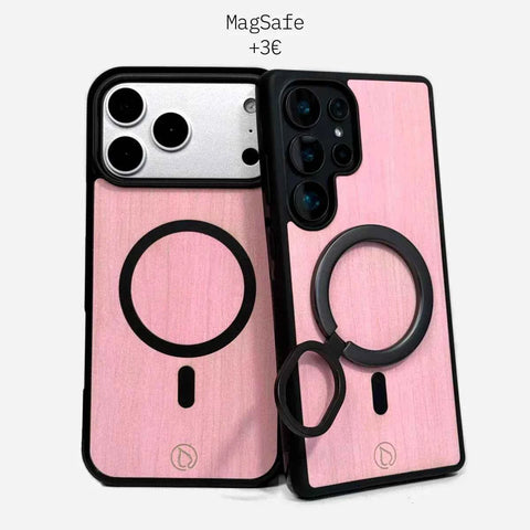 ROSA pinkit MagSafe-yhteensopivat puiset kuoret – kaiverrus tai kuva, Lastu