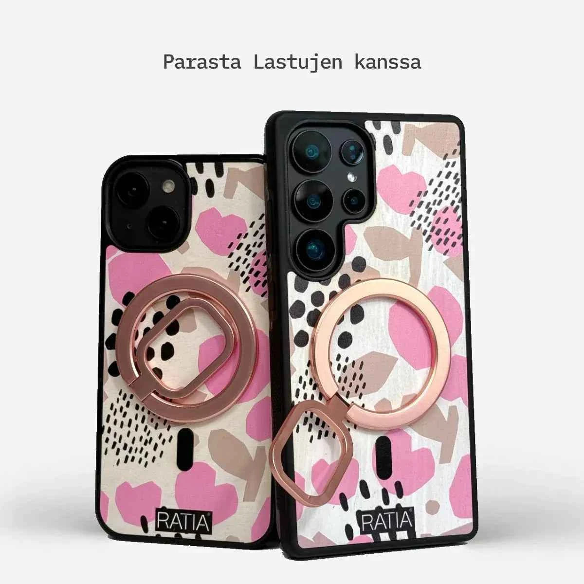 Lastu  IPhone 17 Pro ja Samsung Galaxy S26 Lastu Ratia puhelimen kuoret ja KRIP 2.0 MagSafe rengaspidikkeellä