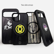 Puhelimen kuoret, Lastu kuoret, MagSafe kuoret - Mustia puisia WOIMA-puhelinkoteloita eri kuvioilla ja MagSafe-yhteensopivuudella - Lastu Premium Phone Case Collection
