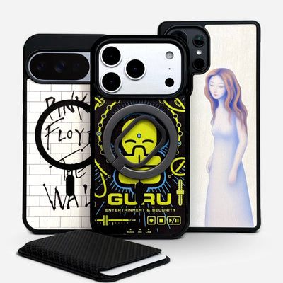 Lastu  Lastu puhelimen kuoret iPhone 17 Prolle: Pink Floyd Borders -kuvio, futuristinen ja Omalla Kuvalla pellava.