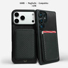 Mustat hiilikuitu look kuoret MagSafe-lompakolla – KARB-materiaali, Lastu