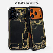 Lastu puinen iPhone kuori laserkaiverretulla sisuksella koivusta iPhone 15, 16 ja 17 malleille