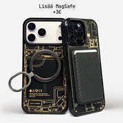 Lastu mustat iPhone kuoret laserkaiverrettu puinen sisus sekä MagSafe-yhteensopiva telineellä iPhone 15–17 malleille