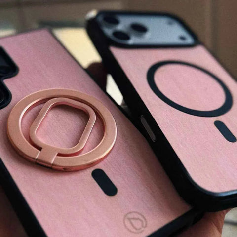 ROSA vaaleanpunaiset puiset Lastu kuoret – MagSafe-yhteensopiva, personoitu kaiverrus