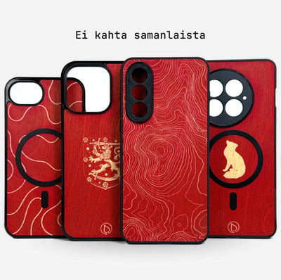 Lastu  Lastu RUSKA punaruskeat koivupuhelimen kuoret iPhone 17 Pro, Samsung S26, OnePlus 15, Pixel 10 – leijona & rusakko