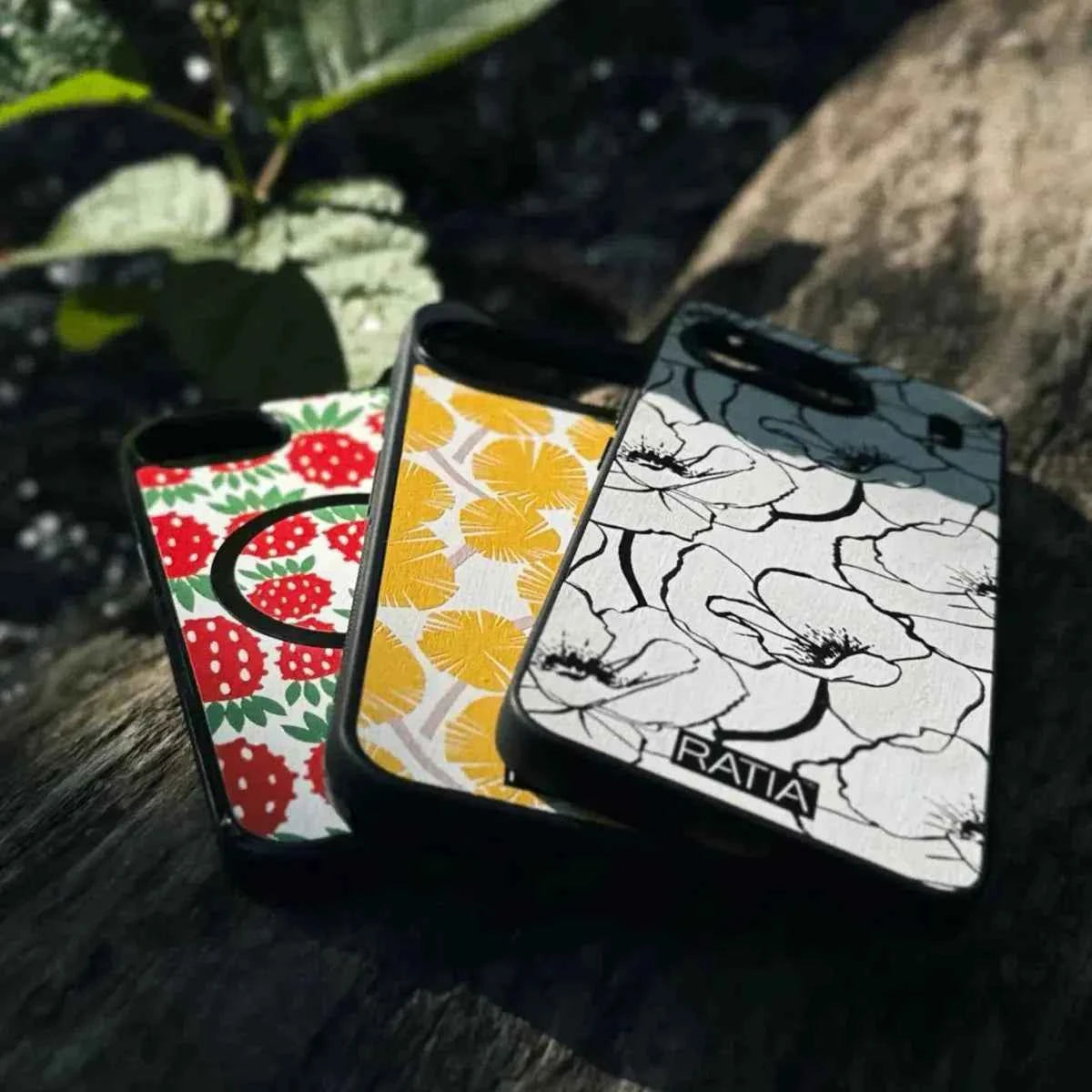LASTU x RATIA punaiset puiset kuoret RATIA-kuosilla – kotimainen design, Lastu